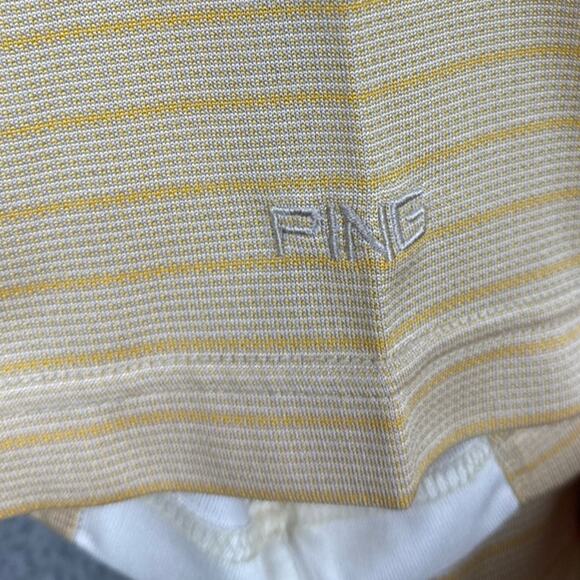 Ping Men’s Golf Polo Shirt Yellow White Stripes Size L Athleisure Golf Shirts - Picture 8 of 8